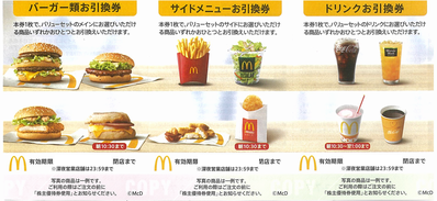 マクドナルド　株主優待　１セット